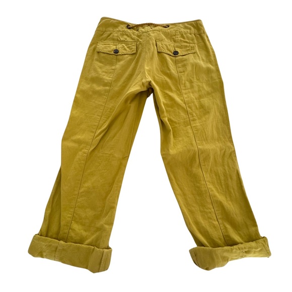 Anthropologie Hei Hei Linen Blend Mustard Straight Pants with Rope Belt Size M - Picture 2 of 7